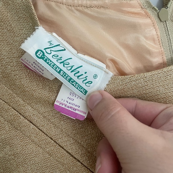 Vintage Berkshire B-Tween Deadstock gold metallic midi dress NWT - Picture 3 of 8